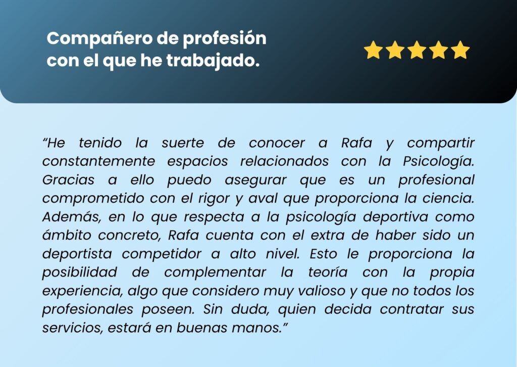 RESEÑAS RAFA PEZZINI PSICÓLOGO DEPORTIVO ONLINE